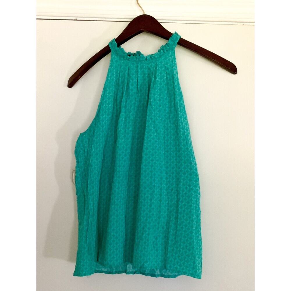 Ava Christine Blouse Women's Size Medium Halter Turquoise Aqua Blue